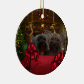 Yorkshire Terrier kerstversiering Keramisch Ornament (Rechts)