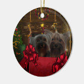 Yorkshire Terrier kerstversiering Keramisch Ornament (Links)