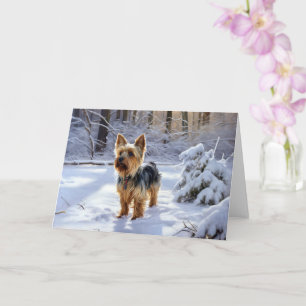 Yorkshire Terrier Laat het Sneeuwen Kerstmis Kaart