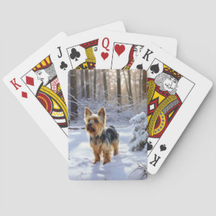 Yorkshire Terrier Laat het Sneeuwen Kerstmis Pokerkaarten