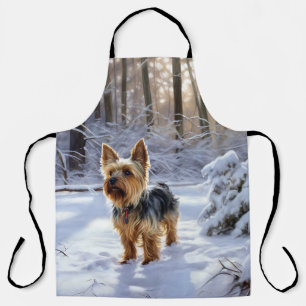 Yorkshire Terrier Laat het Sneeuwen Kerstmis Schort