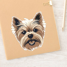 Yorkshire Terrier Leuke Hond Yorkie Gezichtscontou Sticker