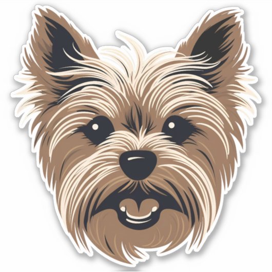 Yorkshire Terrier Leuke Hond Yorkie Gezichtscontou Sticker (Voorkant)