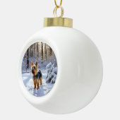 Yorkshire Terrier liet het sneeuwen Kerstmis Keramische Bal Ornament (Rechts)