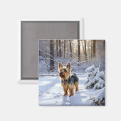 Yorkshire Terrier liet het sneeuwen Kerstmis Magneet (Voorkant / Achterkant)