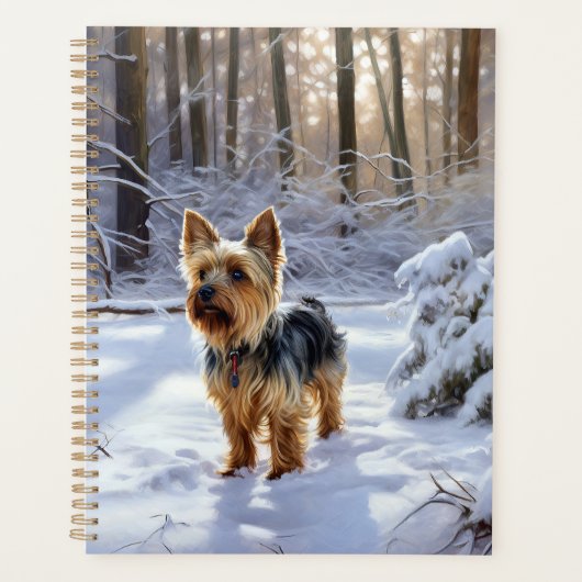 Yorkshire Terrier liet het sneeuwen Kerstmis Planner (Voorkant)