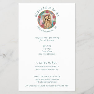 Yorkshire Terrier Logo Flyer voor Hondenverzorging