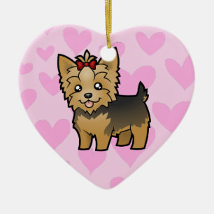 Yorkshire Terrier Love (voeg je bericht toe) Keramisch Ornament