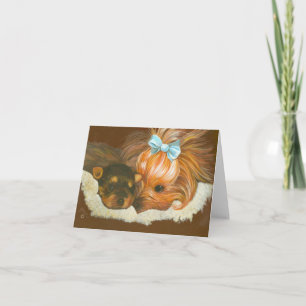 Yorkshire Terrier Mama avec des cartes de notes de