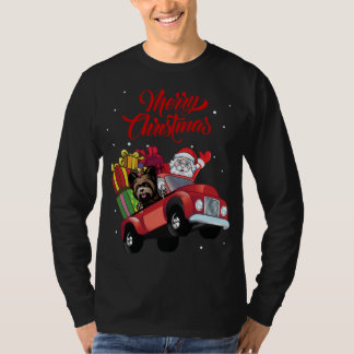 Yorkshire Terrier met kerstman in Red Truck do T-shirt