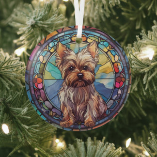 Yorkshire Terrier met kleuring Glas Ornament