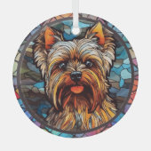 Yorkshire Terrier met kleuring Glas Ornament (Voorkant)