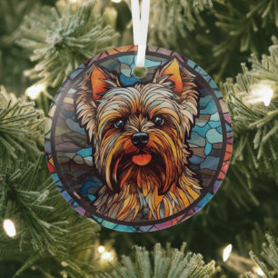 Yorkshire Terrier met kleuring Glas Ornament