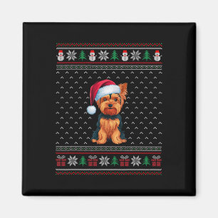 Yorkshire Terriër met Santa Hat Ugly Xmas Dog Magneet
