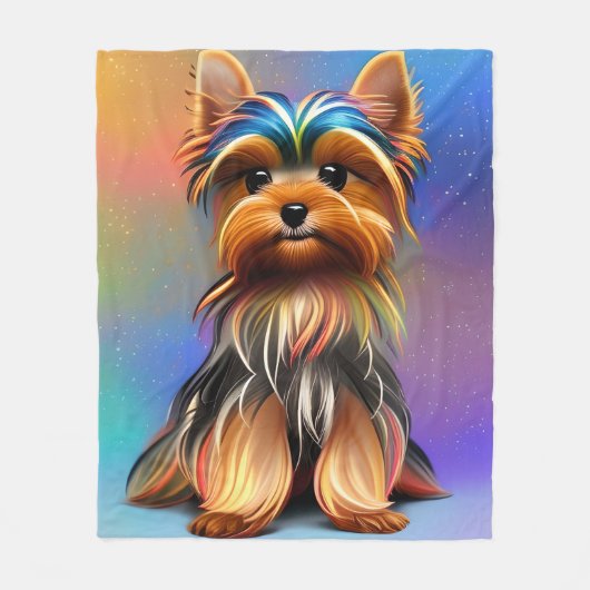 Yorkshire Terrier met Soft Pastels Fleece Deken (Voorkant)