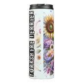 Yorkshire Terriër met zonnebloemen en bloesems Thermosbeker (Achterkant)