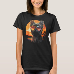 Yorkshire Terriër met zonnebril Retro Sunset Vin T-shirt