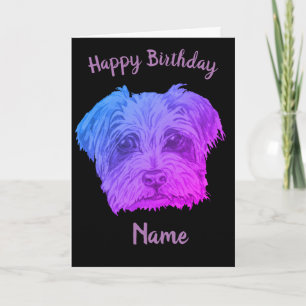 Yorkshire Terrier Paarse zwarte verjaardag Kaart