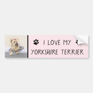 Yorkshire Terrier Painting - Cute Original Dog Art Bumpersticker