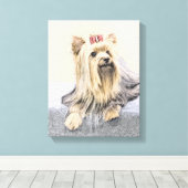 Yorkshire Terrier Painting - Cute Original Dog Art Canvas Afdruk (Insitu (Houten vloer))