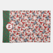 Yorkshire Terrier Patroon Monogram Kerstdag Hond Theedoek (Horizontaal)