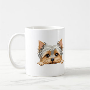 Yorkshire Terrier Peeking Schattige Schattig Funny Koffiemok