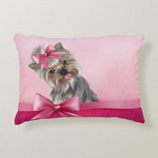 Yorkshire Terrier Pink Princess Yorkie Puppy Dog Decoratief Kussen