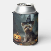 Yorkshire Terrier pompoenen Halloween eng Blikjeskoeler (Blikje Achterkant)