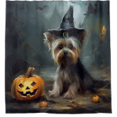 Yorkshire Terrier pompoenen Halloween eng Douchegordijn (Voorkant)