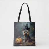 Yorkshire Terrier pompoenen Halloween eng Draagtas (Voorkant)