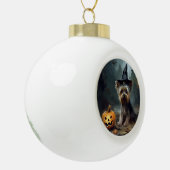 Yorkshire Terrier pompoenen Halloween eng Keramische Bal Ornament (Links)