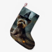 Yorkshire Terrier pompoenen Halloween eng Kleine Kerstsok (Voorkant (Hangend))
