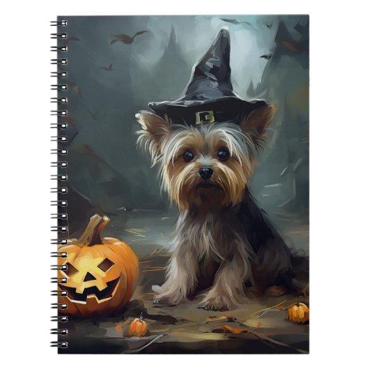 Yorkshire Terrier pompoenen Halloween eng Notitieboek (Voorkant)