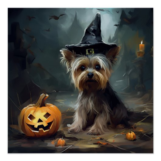 Yorkshire Terrier pompoenen Halloween eng Perfect Poster (Voorkant)