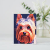 Yorkshire Terrier Portrait bleu 003 Carte postale (Debout devant)
