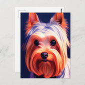 Yorkshire Terrier Portrait bleu 003 Carte postale (Devant / Derrière)