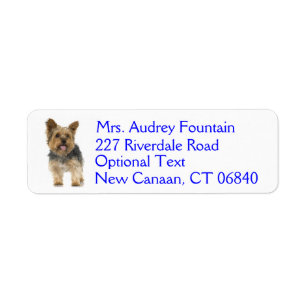 Yorkshire Terrier Puppy Dog Return Label
