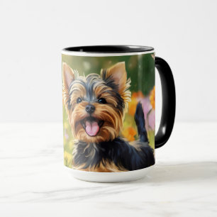 Yorkshire Terrier Puppy Field of Flowers Mok