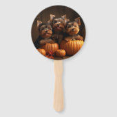 Yorkshire Terrier Puppy Herfst Delight Pompoen Handwaaier (Achterkant)