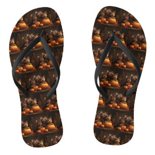 Yorkshire Terrier Puppy Herfstpracht Pompoen Teenslippers