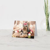 Yorkshire Terrier Puppy Kerstbriefje Kaart (Voorkant)