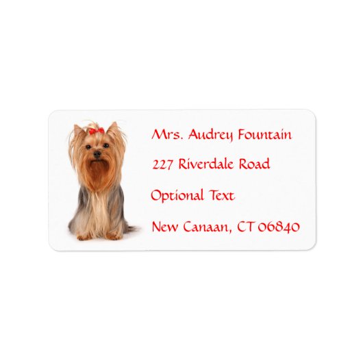 Yorkshire Terrier Puppy Naam Adres Mailing Label (Voorkant)