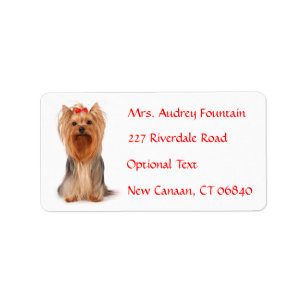 Yorkshire Terrier Puppy name adres postlabel Etiket