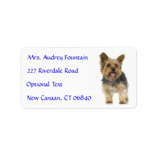 Yorkshire Terrier Puppy name adres postlabel Etiket