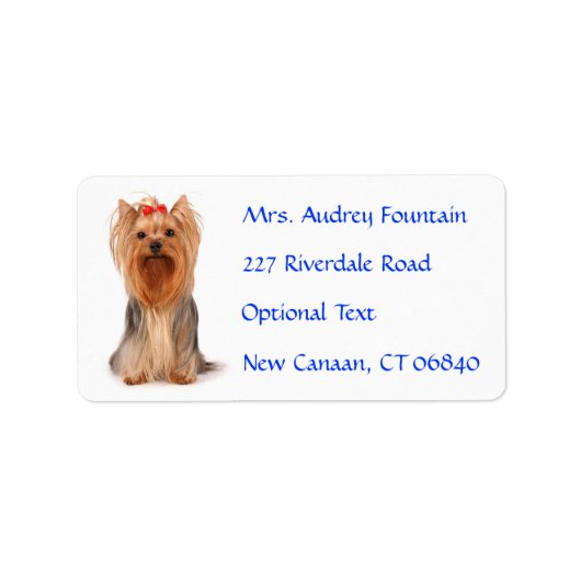 Yorkshire Terrier Puppy Nom Adresse Étiquette (Devant)