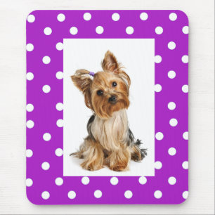 Yorkshire Terrier Puppy Paarse Stippen Muismat