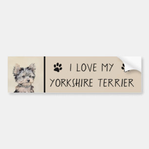 Yorkshire Terrier Puppy Painting Original Dog Art Bumpersticker