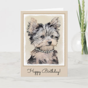 Yorkshire Terrier Puppy Painting Original Dog Art Kaart