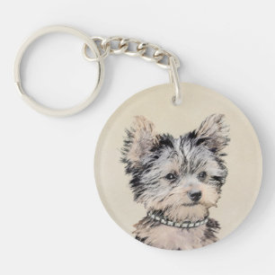 Yorkshire Terrier Puppy Painting Original Dog Art Sleutelhanger