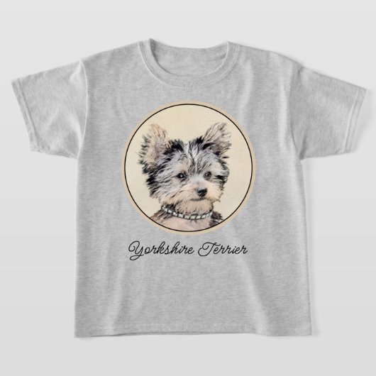 Yorkshire Terrier Puppy Painting Original Dog Art T-shirt (Laagn)